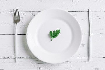 Empty plate with parsley leaf