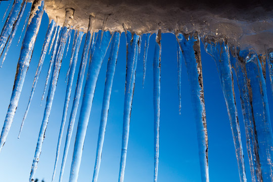 Icicles in the blue sky