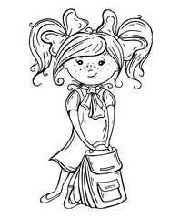 bright black and white illustration of girl s characters