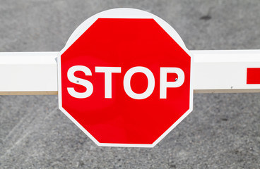 Red stop road sign