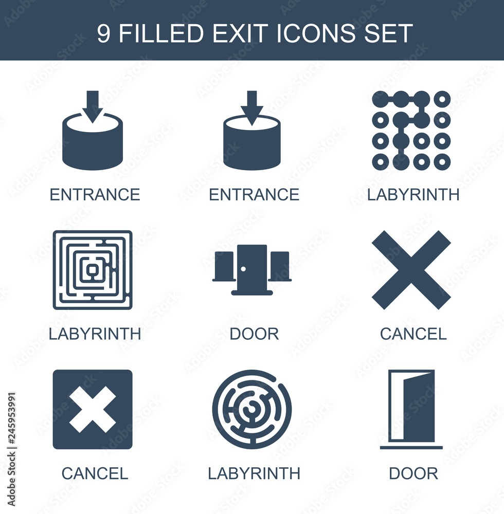 Wall mural 9 exit icons