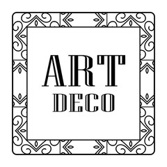 Vintage invitation frame in art deco. Retro style border frame and label. Old retro vintage deco art design