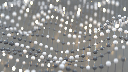 Connected lines and spheres abstract 3D render