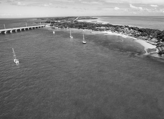 Bahia Honda State Park road along the ocean, Florida - Aerial view