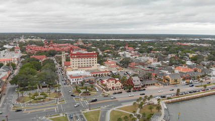 Sunset over St Augustine, panoramic view of city skyline