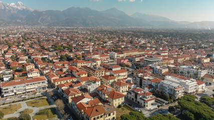 Obraz premium Aerial view of Forte Dei Marmi skyline, panoramic skyline..