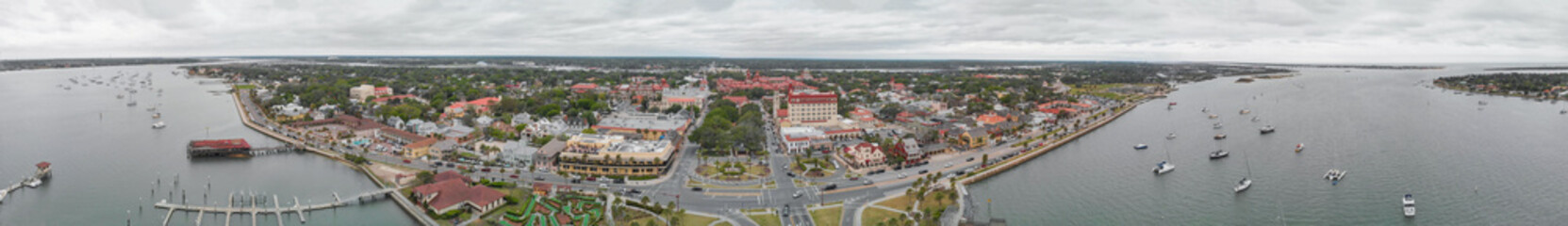 Fototapeta na wymiar St Augustine aerial panoramic view, Florida