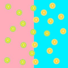 Lemon and lime in vibrant colors background. Concept pop art. Creative Flat lay. Summer Party, Purple Birthday Layout. Bright Colorful. Fun Trendy fashion Style. Minimal. Pop Art