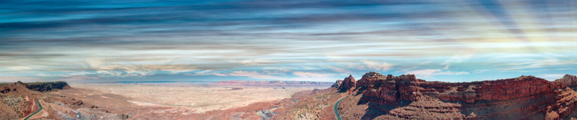 Aerial view of beautiful canyon against summer sunny sky