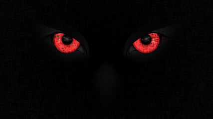 Halloween staring scary spooking evil Owl eyes on dark grunge background