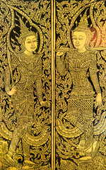 golden color painting of guardian angles