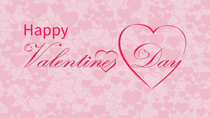 Valentine’s Day calligraphy design background with hearts, vector text 