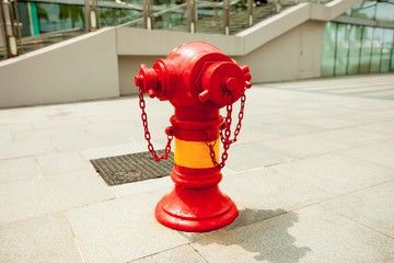 red fire crane in Singapore city