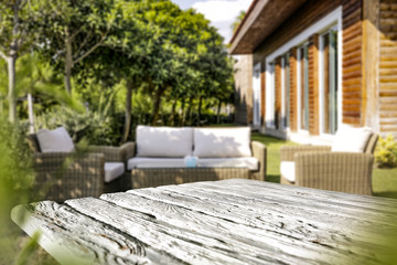 Table background and spring garden 