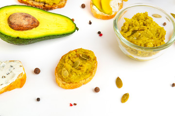 Fresh avocado and guacamole sauce and spice