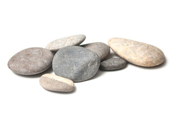 group of pebbles on white background