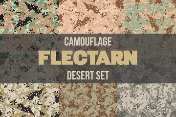 Set of Desert Flectarn Camouflage seamless pattern