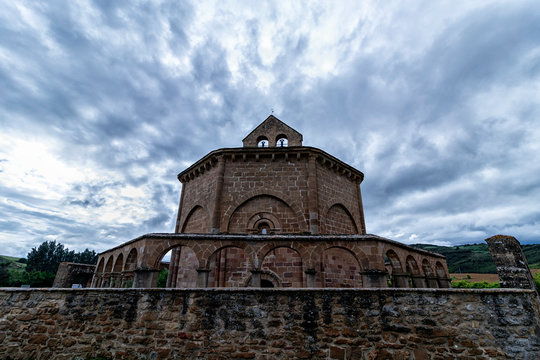 santa maria de eunate at sunset
