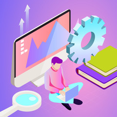 Digital marketing vector illustration. Template for banners design. Technology background.