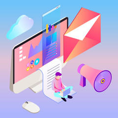 Digital marketing vector illustration. Template for banners design. Technology background.