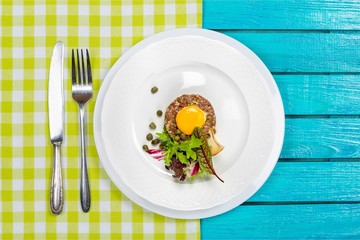 Delicious italian pasta in white plate