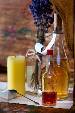 Vintage still life with pharmacy vials