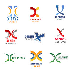 Business icons, letter X, corporate identity