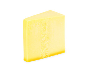 Piece of resh parmesan cheese on white background