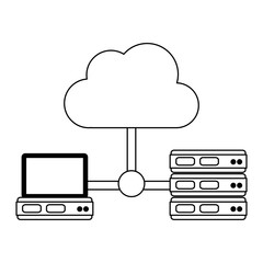 cloud computing technology in black and white