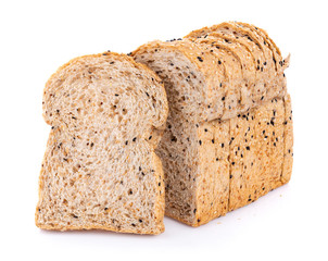 whole wheat bread isolated on white background