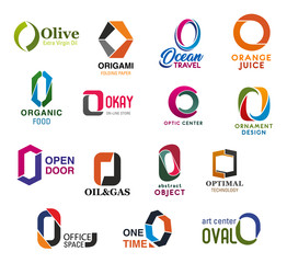 O letter font design, corporate business identity