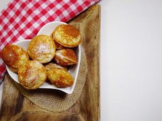 Delicious  mini pancakes called for breakfast   and for snacks
