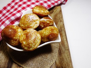Delicious  mini pancakes called for breakfast   and for snacks
