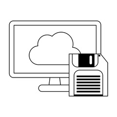 cloud computing technology in black and white