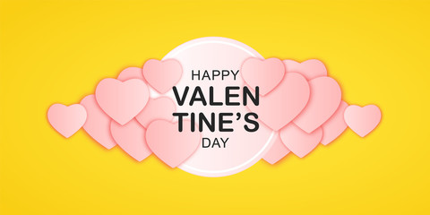 Valentine's Day calligraphy card with Hearts. Modern cover. Horizontal banner, add, header, website.