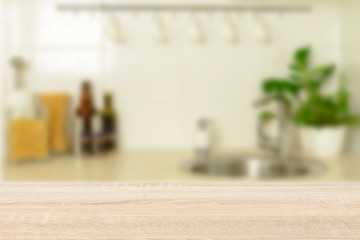 Table top and blur interior of background