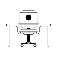 Business and office elements in black and white