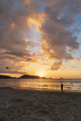 Sunset on Patong Beach, Phuket Province of Thailand