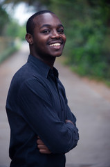 Portrait of a handsome African man smiling.
