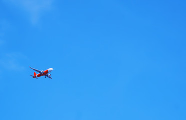 Fototapeta na wymiar low angle view on airplane against sky