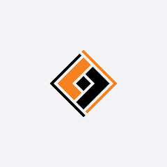 abstract square business logo black orange icon