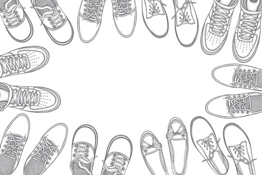 Background of many sports shoes