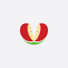 cutted apple illustration logo clipart icon