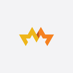 double letter m mm icon logotype symbol