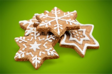 Tasty Christmas cookies isolated on white background