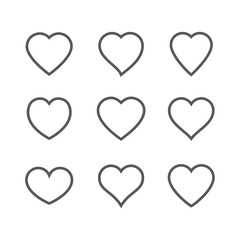 Heart Icon isolated on white background. Set of love symbol for web site logo, mobile app UI design. Vector illustration outline