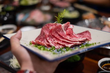 Beef sliced for charcoal grills or Japanese style yakiniku.