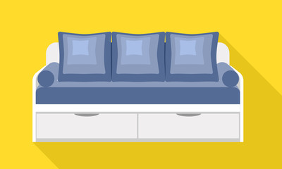 Modern drawer sofa icon. Flat illustration of modern drawer sofa vector icon for web design