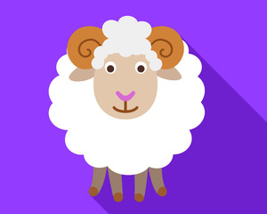 Cute sheep ram icon. Flat illustration of cute sheep ram vector icon for web design
