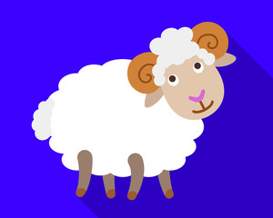 Smile ram icon. Flat illustration of smile ram vector icon for web design
